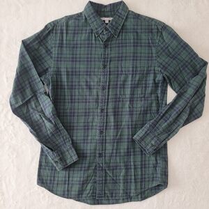 Uniqlo Men's Blue Green Plaid Button Down Shirt Size S 100% Cotton
